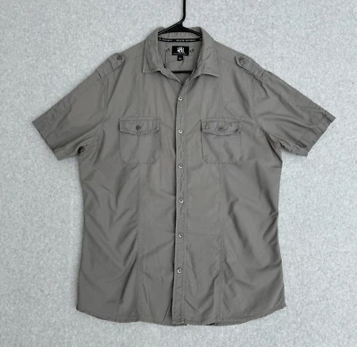 Rock & Republic Shirt Men Large Gray Short Sleeve Button Down Pocket Cotton READ - Image 1 of 4