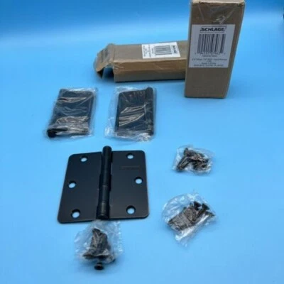 Schlage 3,5 pulgadas x 3,5 pulgadas cojinete liso 1/4" radio esquina mortaja bisagras 6 bisagras Foto 1 de 4