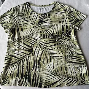 Camiseta Croft & Barrow Clásica Mediana Palm Frons Negra Verde Blanca Mangas Cortas - Imagen 1 de 8