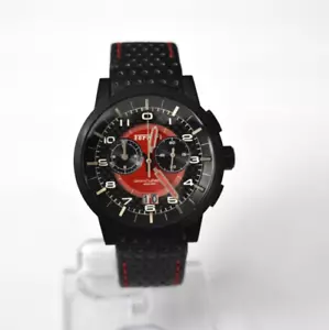 Ferrari GranTurismo Black Leather Chronograph Carbon Fiber Swiss Watch - Picture 1 of 9