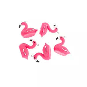 4 Flamingo Resin Charms 3D - K053 - Picture 1 of 3