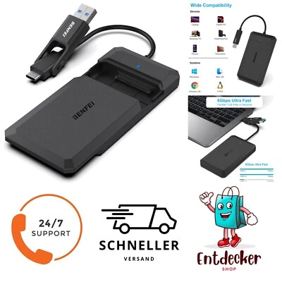 BENFEI Festplattengehäuse 2,5 Zoll, USB C 3.2 Gen 2 / Typ-A auf SATA III... - Bild 1 von 2