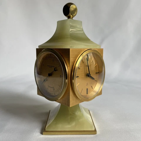 Rare Vtg Imhof Swiss Onyx Compendium 8 Day Desk Clock Cover