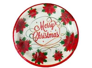 Christmas Poinsettias Dessert Plates 12 Count - Picture 1 of 1