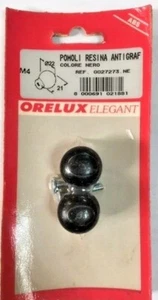 Coppia Pomelli pomoli maniglie x mobili armadi cassetti ø 22 mm in resina nero - Foto 1 di 2