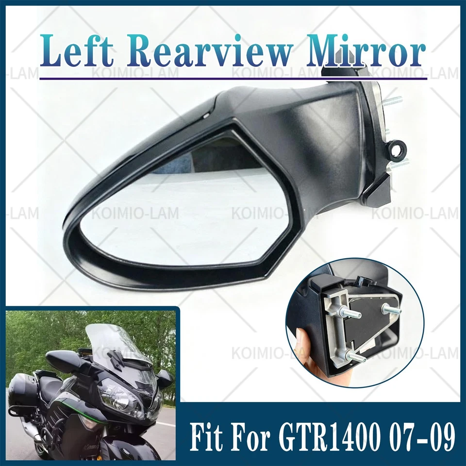 Подходит для 2007 - 2009 KAWASAKI Concours 14 GTR1400 ZG1400 левое зеркало заднего вида - Изображение 1 из 4