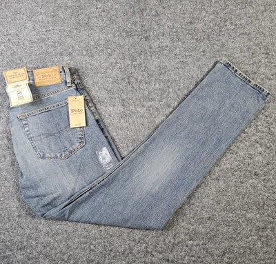 Pantalones de mezclilla Polo Ralph Lauren Varick para hombre 32x34 lavado medio ajustados rectos elásticos nuevos con etiquetas Foto 1 de 4