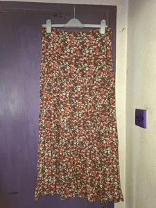 FAT FACE BROWN PATTERNED TIERED BOHO GYPSY SKIRT..SIZE 12 - Picture 1 of 3