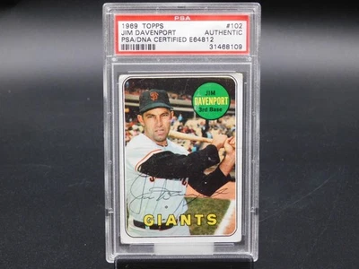 Jim Davenport Signed 1969 Topps Baseball Card #102 San Francisco Giants PSA DNA - Image 1 of 2