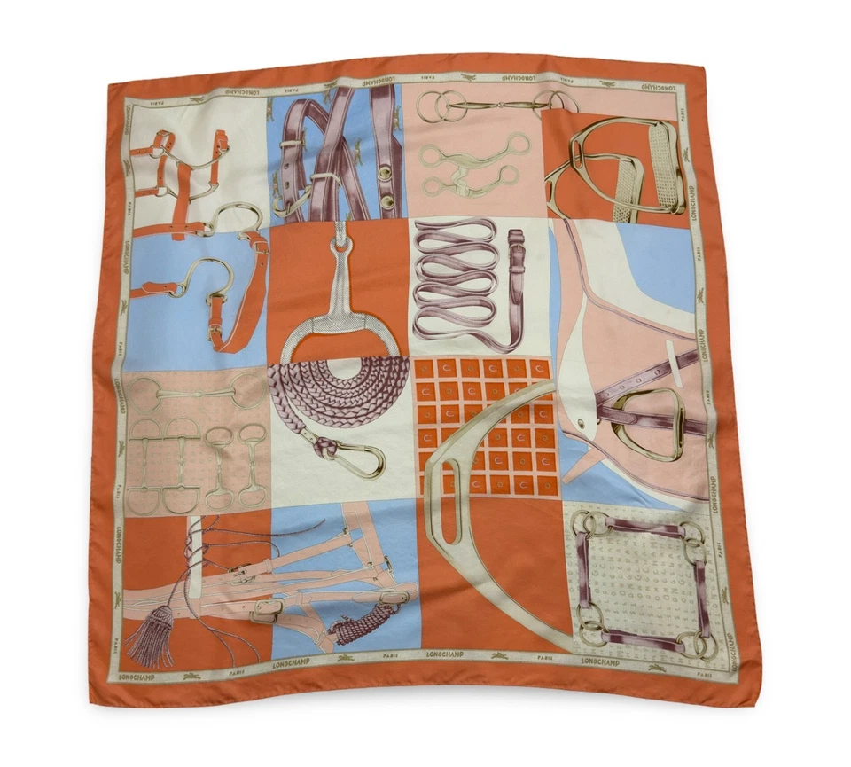 Longchamp Silk Scarf Vintage Horsebit Tassel Printed - Image 1 of 4
