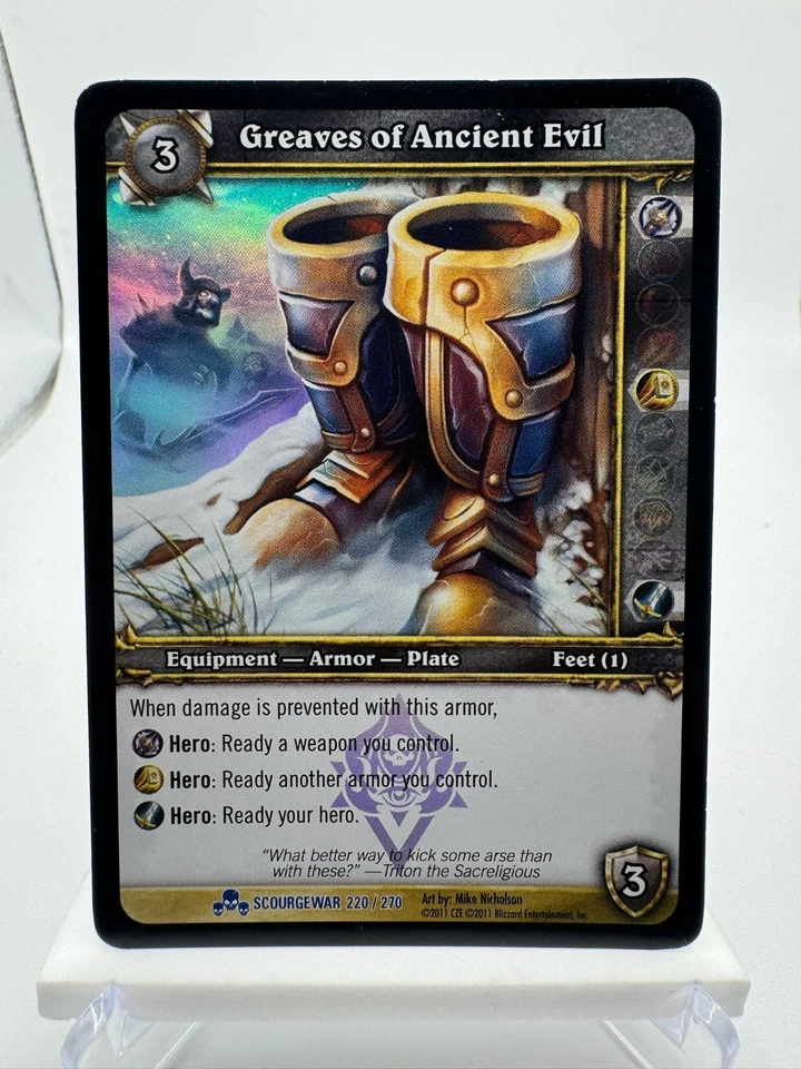 World of Warcraft TCG Foil Promo Scourgewar Greaves of Ancient Evil - Image 1 of 1