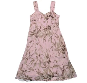 Vintage DB Est 1962 Dress Womens Sz 14 Pink Soft Flowy Chiffon Wide Strap Lined - Picture 1 of 11
