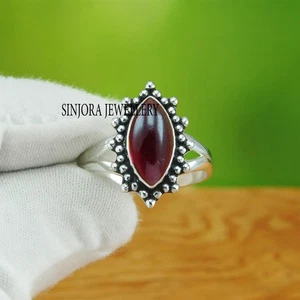 Garnet Gemstone 925 sterling silver Handmade Gift Ring US size 5 to 13 - Picture 1 of 4