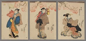 Utagawa Toyokuni Iii Holzschnitt Triptychon - Kabuki Schauspieler - Bild 1 von 7