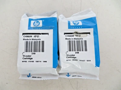 NEW TWO PACK OEM GENUINE HP 61 TRI COLOR INK CARTRIDGES - Image 1 of 4