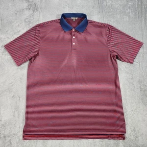 Peter Millar Polo Shirt Mens XL Red Blue Stripe Summer Comfort Golf Performance - Picture 1 of 11