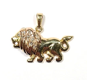 Vintage 14k Yellow and Rose Gold Diamond Walkling Lion Pendant - Picture 1 of 4