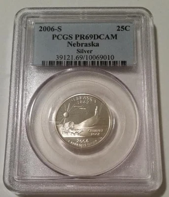2006 S Silver Nebraska State Quarter Proof PR69 DCAM PCGS Blue Label - Image 1 of 2