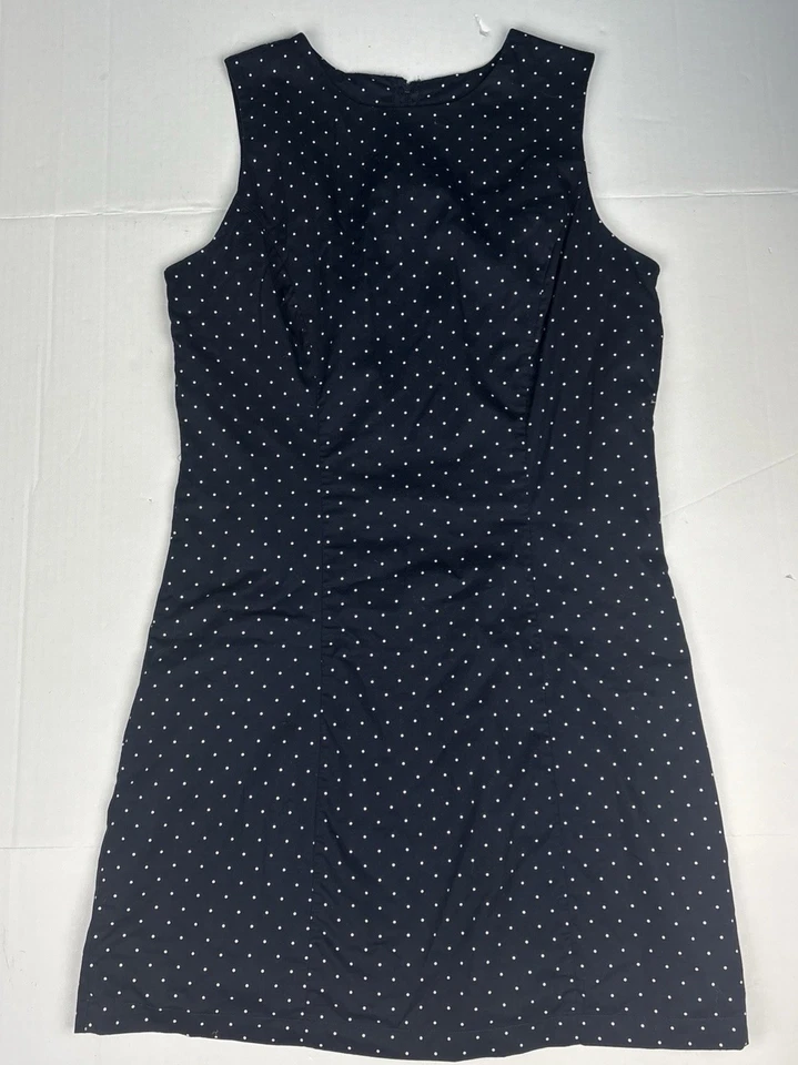 Vestido mediano para mujer Merona azul marino blanco a lunares sin mangas mini ajustado Foto 1 de 4