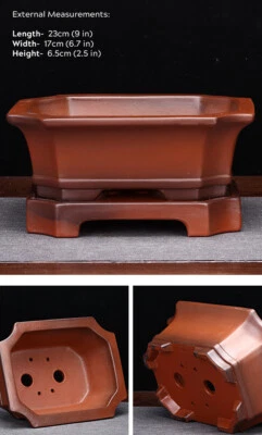 Large Rectangular Bonsai Pot W Tray High-Grade Classic Chinese Purple Sand Pots - Image 1 of 4