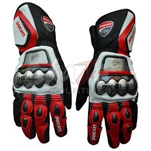 Ducati Motorbike Racing Leather Gloves For Men's & Women's All Sizes Available
