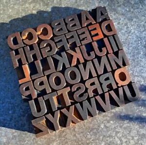 A-Z Alphabet Holzbuchstaben 22 mm Lettern Holzlettern Vintage shabby wood type.~ - Bild 1 von 2