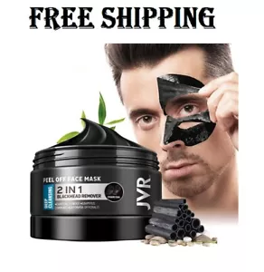 JVR Peel off Face Mask, Blackhead Remover Mask for Men , Charcoal Peel off Black - Picture 1 of 6
