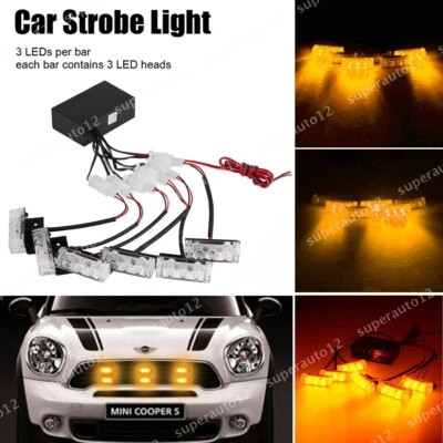 Auto LKW 6X 3LEDs Dash Strobe Taschenlampe Blitzer Licht Warnleuchte Gelb Lampen - Bild 1 von 4