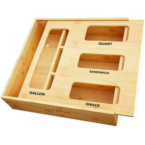 SpaceAid Bag Storage Organizer for Kitchen Drawer Bamboo Organizer Compatible... - Picture 1 of 6