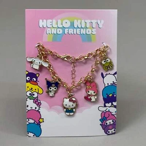 SANRIO Hello Kitty & Friends Charm Bracelet Gold-Tone Lobster Clamp Zinc 7" L - Picture 1 of 13
