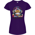 Turn It Up Monkey DJ Headphones Music Womens Petite Cut T-Shirt