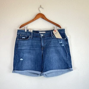 Levi's Plus Size Women’s Classic Mid Length Dark Blue Jean Shorts Sz 18 W NWT - Picture 1 of 11