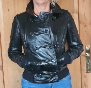 Oakwood Lederjacke in schwarz lack in S Echtleder - Bild 1 von 13