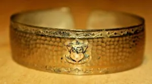 Vintage Hammered LAMBDA ETA TAU Fraternity/Sorority Lapel Pin & Cuff Bracelet - Picture 1 of 3