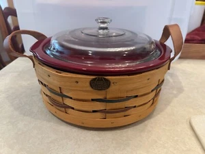 Peterboro Basket Co. Lazy Susan Cazuela Cesta 2 Cuartos con Tapa Borgoña 12" - Imagen 1 de 19