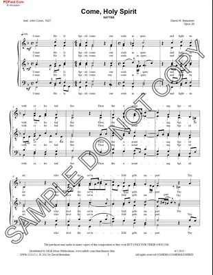 NEW Come, Holy Spirit SATTBB	DWB-121115.1 - Image 1 of 2