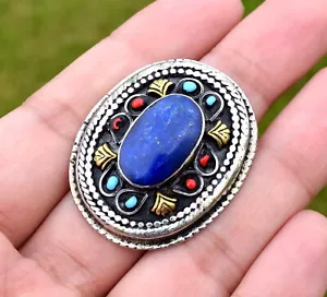 Anillo Kuchi de piedra lapislázuli azul tribal afgana joyería étnica plata bohemia - Imagen 1 de 6