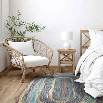 Alfombra Capel Rugs American Classic Legacy azul mezcla de lana country trenzada ovalada Foto 1 de 4