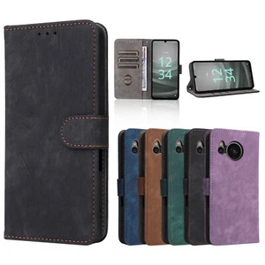 RFID Blocking Protect Flip Wallet leather Case For Sharp Aquos Sense 7 /7 Plus - Picture 1 of 28