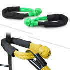 2x Green 1/2" Synthetic Soft Shackle Recovery Straps 38000 LBs For Winch Rope