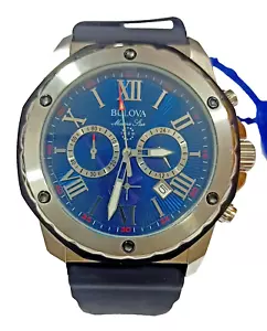 98B258 BULOVA MARINE STAR CHRONOGRAHP BLUR DIAL MEN'S WATCH “Photo Sample” M-474 - Picture 1 of 15