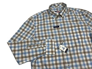 Johnnie-O Shirt Men’s Medium M Hangin Out Ridge Blue Plaid Long Sleeve - Picture 1 of 8