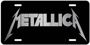 Black Silver Metallica Aluminum Novelty Tag Car License Plate - Picture 1 of 2
