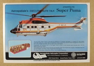 1980 Aerospatiale AS 332C Super Puma Helicopter vintage print Ad - Picture 1 of 1