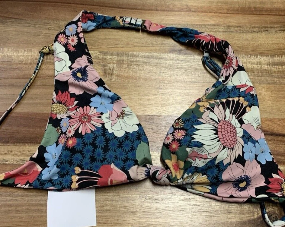 Hurley Juniors Large Bikini Top Floral Reversible NEW - Image 1 of 3