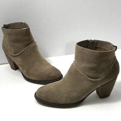 Botas de tornozelo femininas Steve Madden Milaan 7M couro camurça acastanhado com zíper salto - Imagem 1 de 4