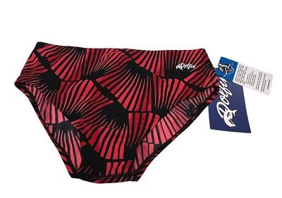 Cuecas de banho Dolfin masculinas - Tamanho 32 NOVO EM FOLHA VERMELHO PRETO NOVO SEM ETIQUETAS CUECA MASCULINA FEITA NOS EUA - Imagem 1 de 3