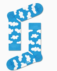 4 x PAIRS HAPPY SOCKS ADULTS BLUE WHITE CLOUDS UK 7-11 NEW - Picture 1 of 9