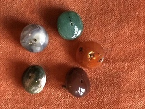 Polished Stone Coloured Buttons X 5 - Picture 1 of 7
