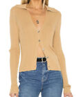 Vince L87805 Womens Pale Walnut Ribbed Polo Collar Cardigan Size M